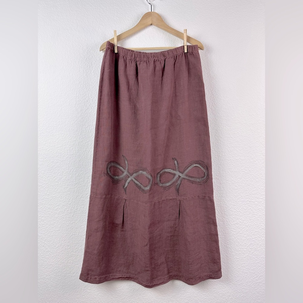 Vintage Blue Fish Hand Painted 100% Hemp Long Skirt